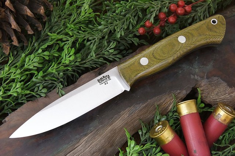 Barkriver Knives Aurora Green Canvas Micarta Red Liner photo