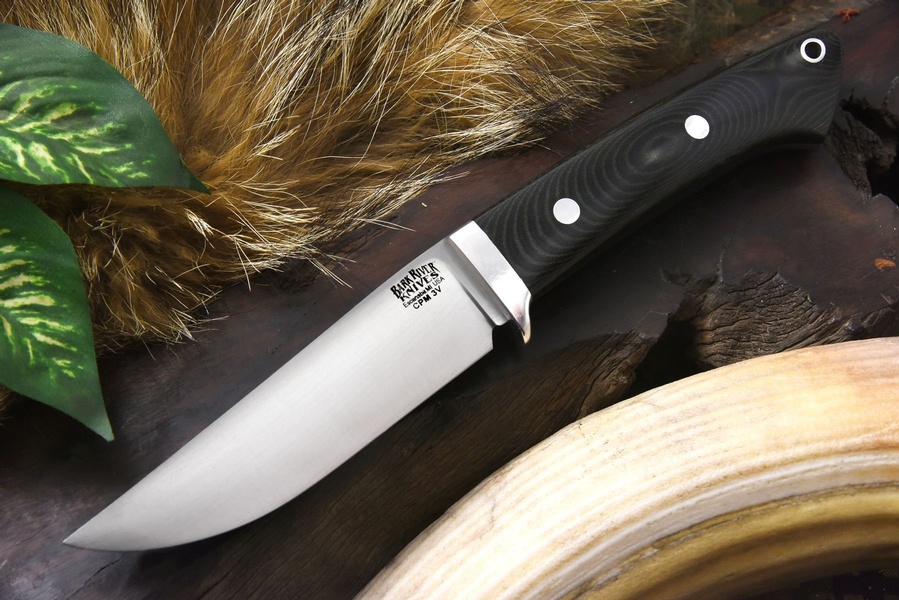 Barkriver Knives Classic Clip Black Green Linen Micarta photo