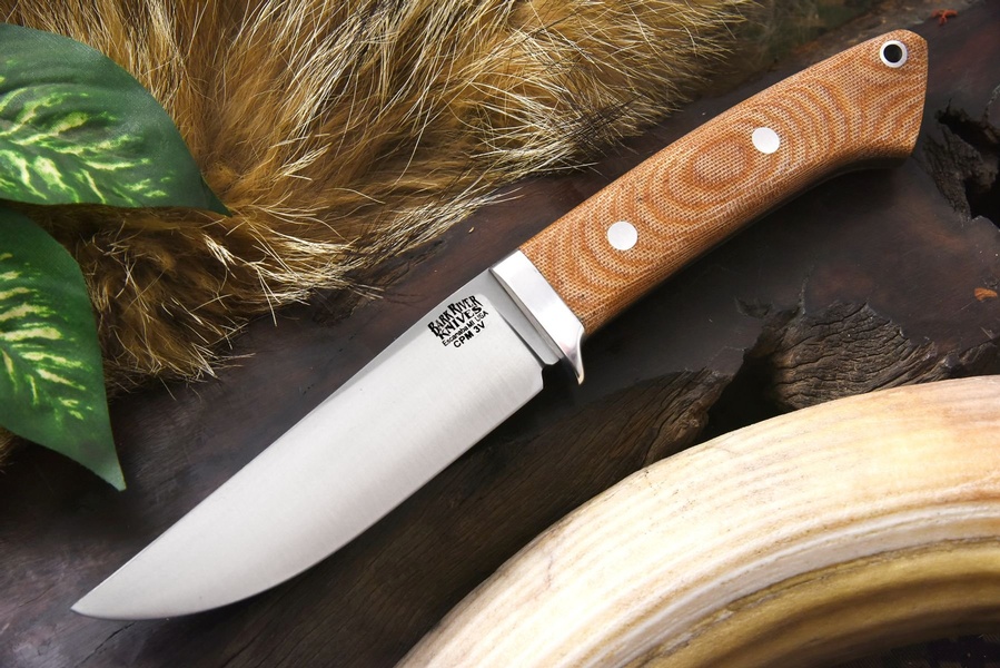 Barkriver Knives Classic Clip Natural Matte Canvas Micarta photo