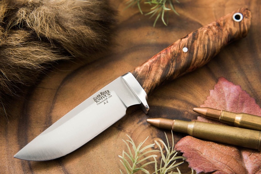 Barkriver Knives Fieldsman A2 Red and Natural maple Burl photo