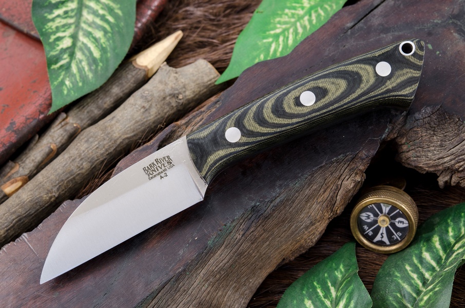 Barkriver Knives A2 TUSK Black and Green Linen photo