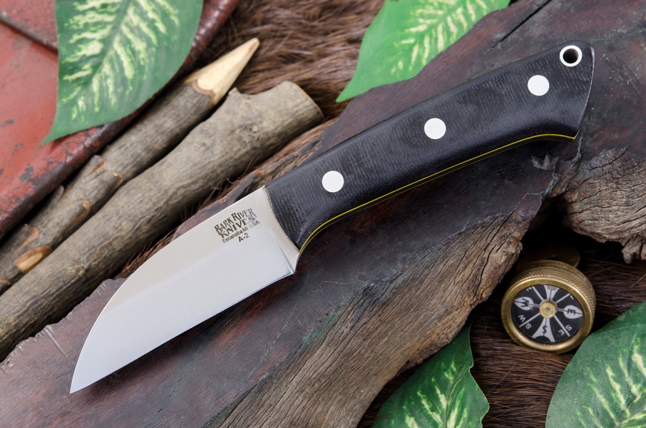 Barkriver Knives A2 TUSK Black Canvas Matte with Yellow Liners photo