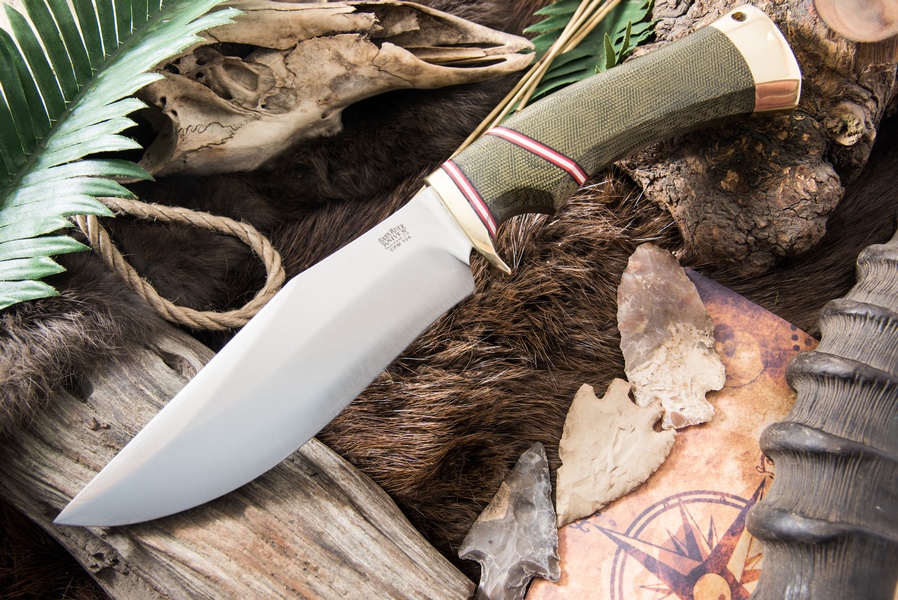 Barkriver Marauder CPM 154 Green Canvas Micarta photo