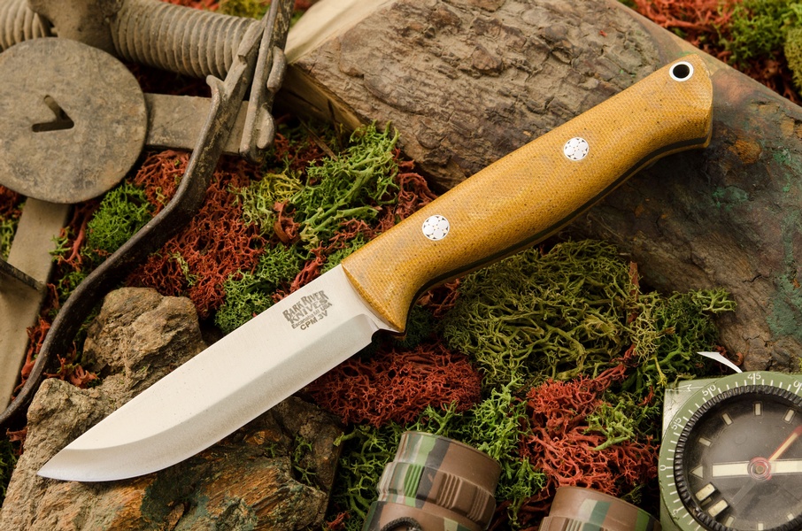 Barkriver Gunny Scandi 3V Natural canvas Micarta Mosaic photo