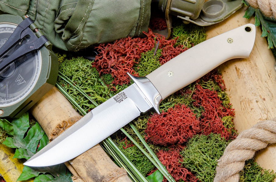 Barkriver Chute Knife CPM 154 Bone White Micarta Mosaics photo