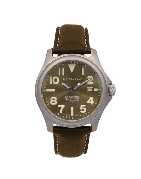 Momentum Atlas [38mm] - Green with brown leather strap photo