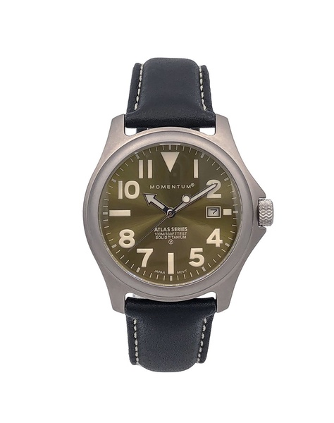 Momentum Atlas [38mm] - Green with black leather strap photo