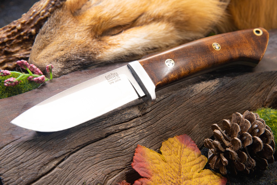 Barkriver Classic DP Hunter S45VN Dark Curly Maple Black Liner Mosiac #2 photo