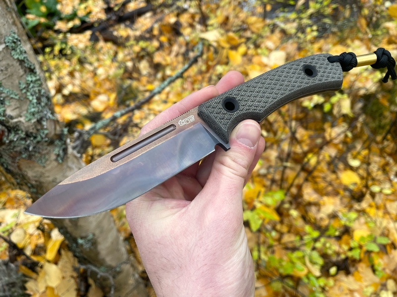 TRC Knives K1S Elmax Green Micarta APOC finish #1764 photo