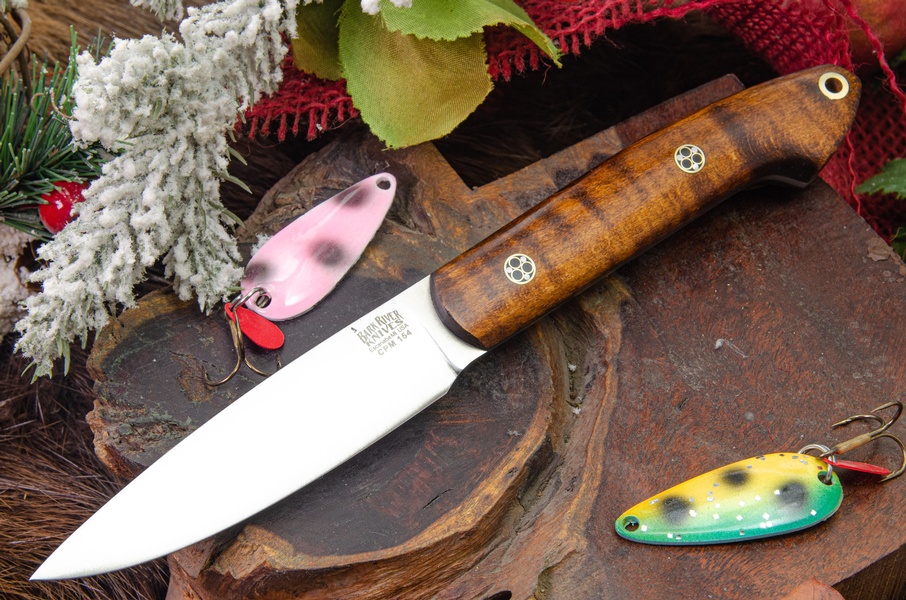 Barkriver Knives Bird and Trout CPM154 Dark Curly MapleBlack Liner Mosaics #2 photo