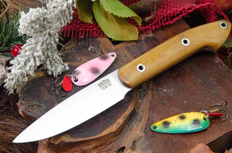 Barkriver Knives Bird and Trout CPM154 Natural Canvas Hollow Pins photo