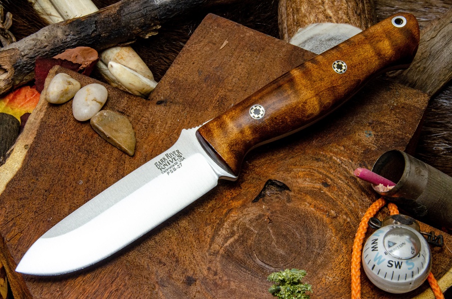 Barkriver Gunny PSB-27 Dark Curly Maple #3 Spear Point photo
